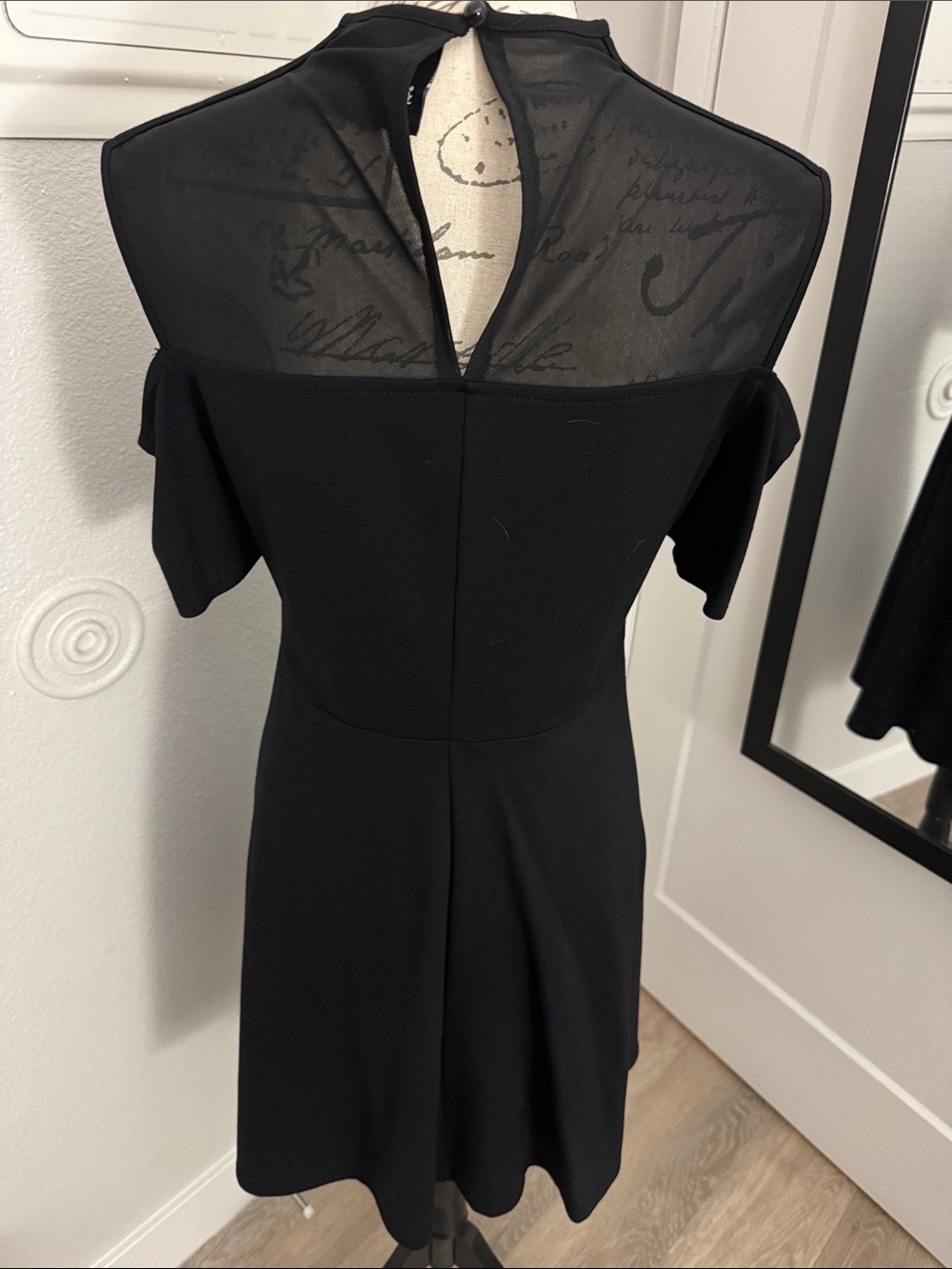 Killstar Black Cold-Shoulder Mesh Yoke Mini Dress - Picture 4 of 5